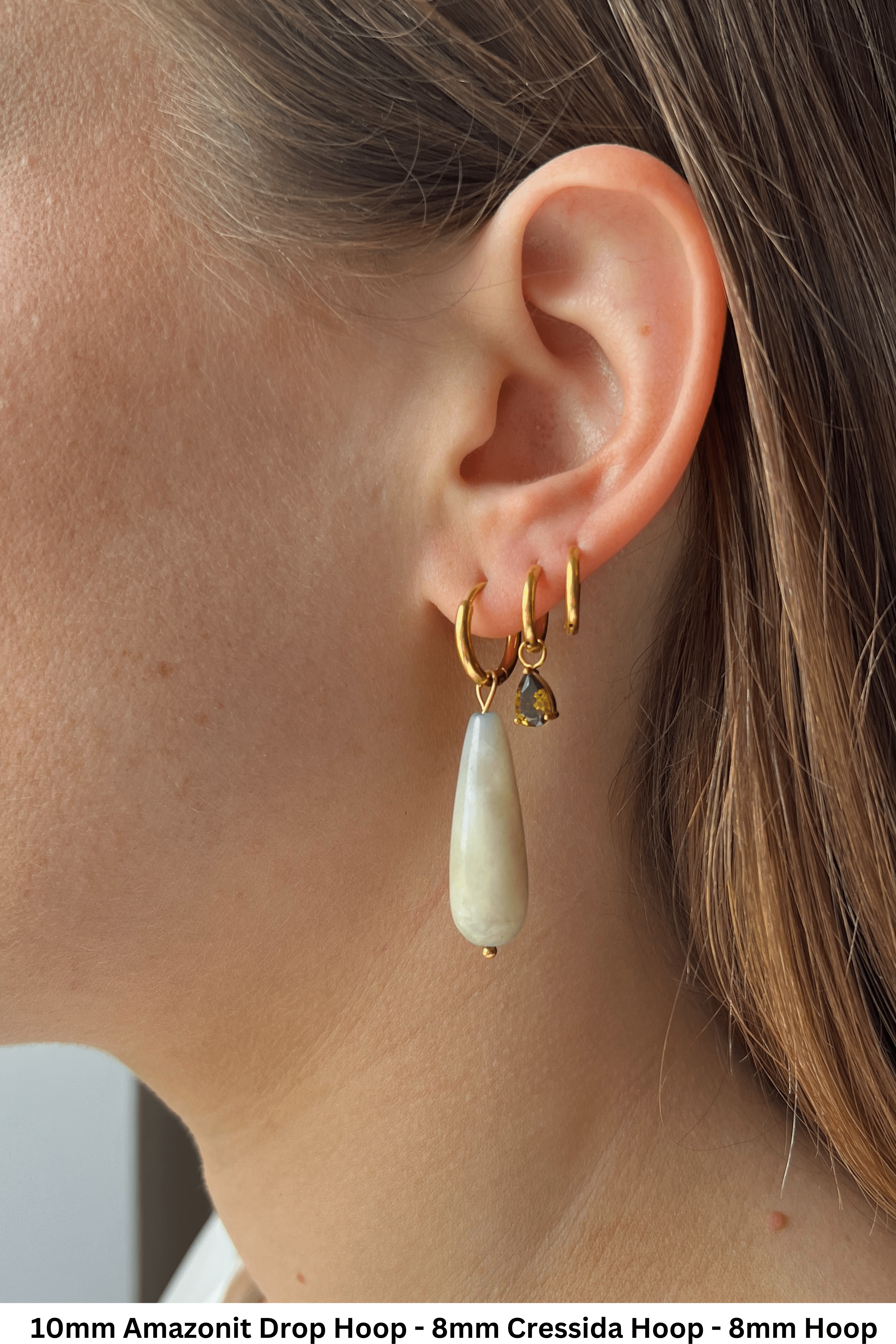 Amazonit Drop Hoops - caliorjewelry