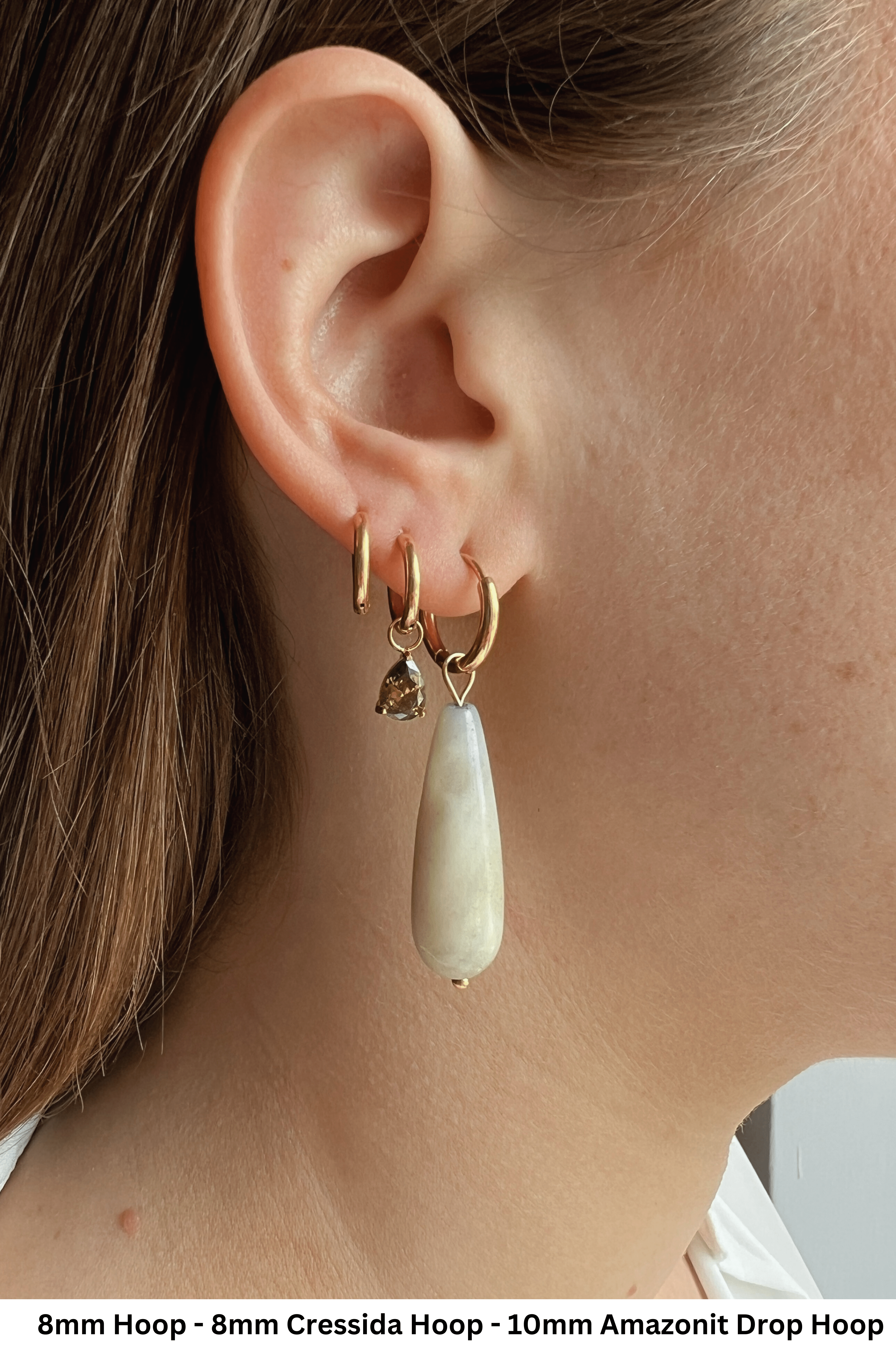 Amazonit Drop Hoops - caliorjewelry