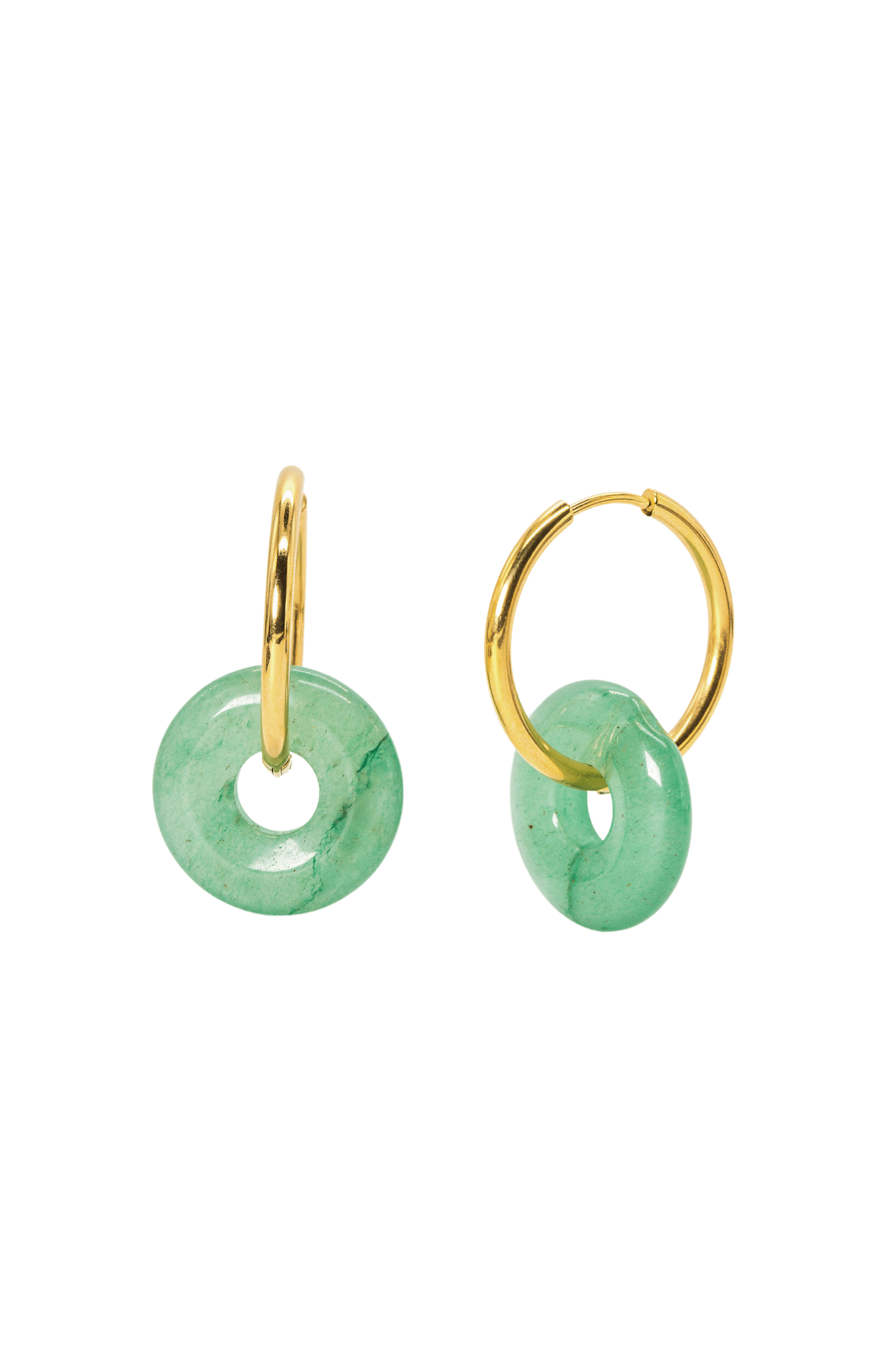 Aventurin Donut Hoops - caliorjewelry