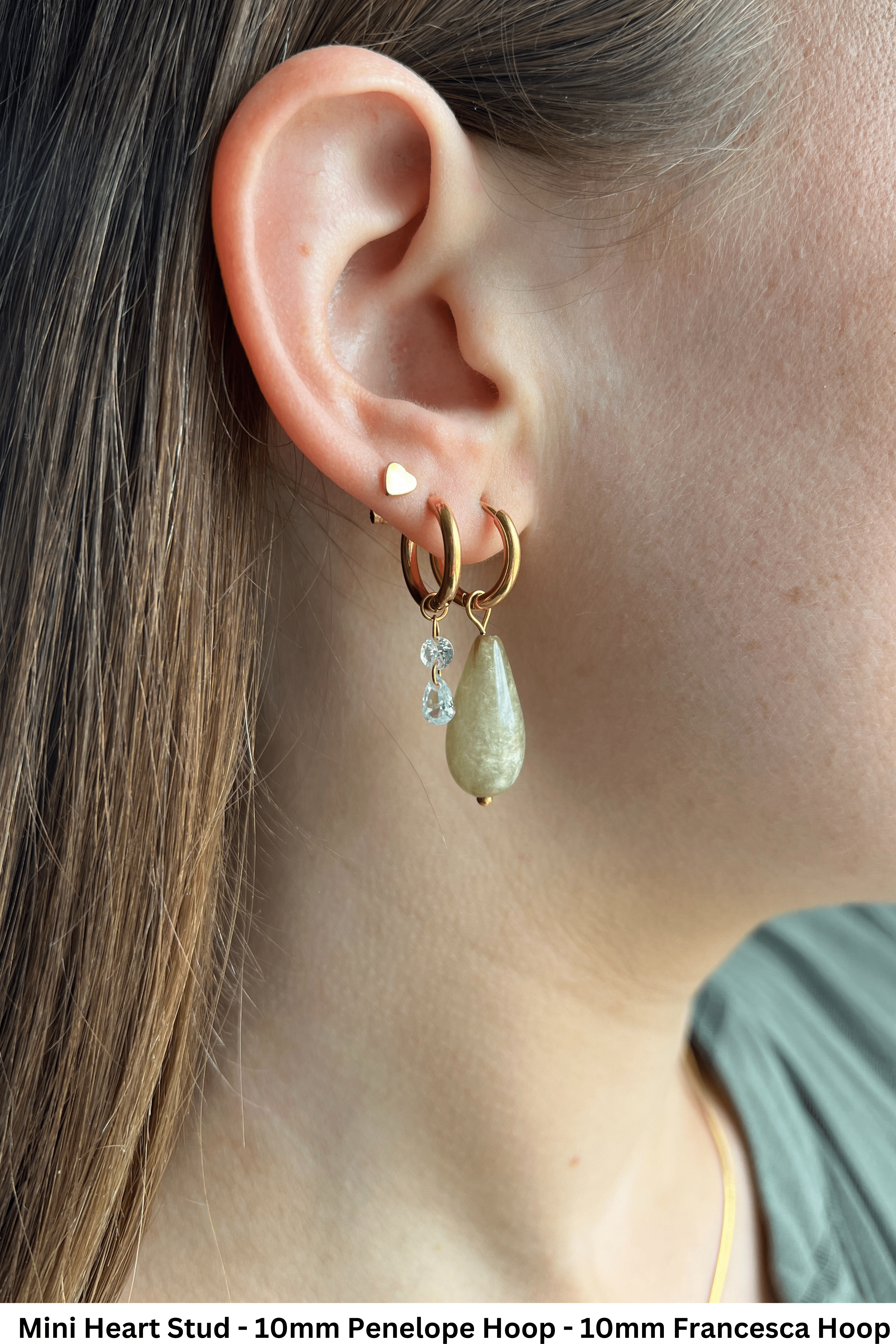 Olive Drop Hoops - caliorjewelry