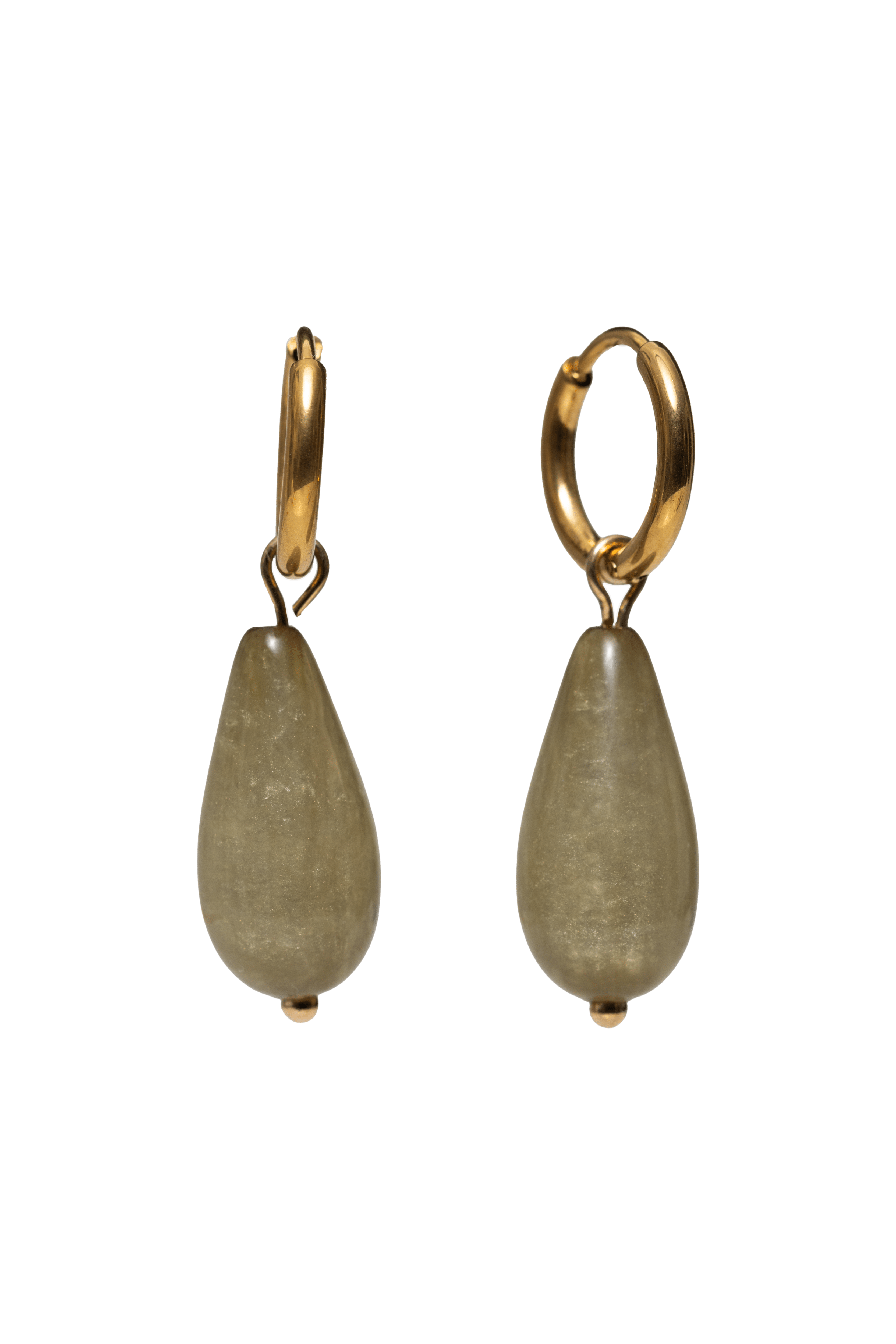 Olive Drop Hoops - caliorjewelry