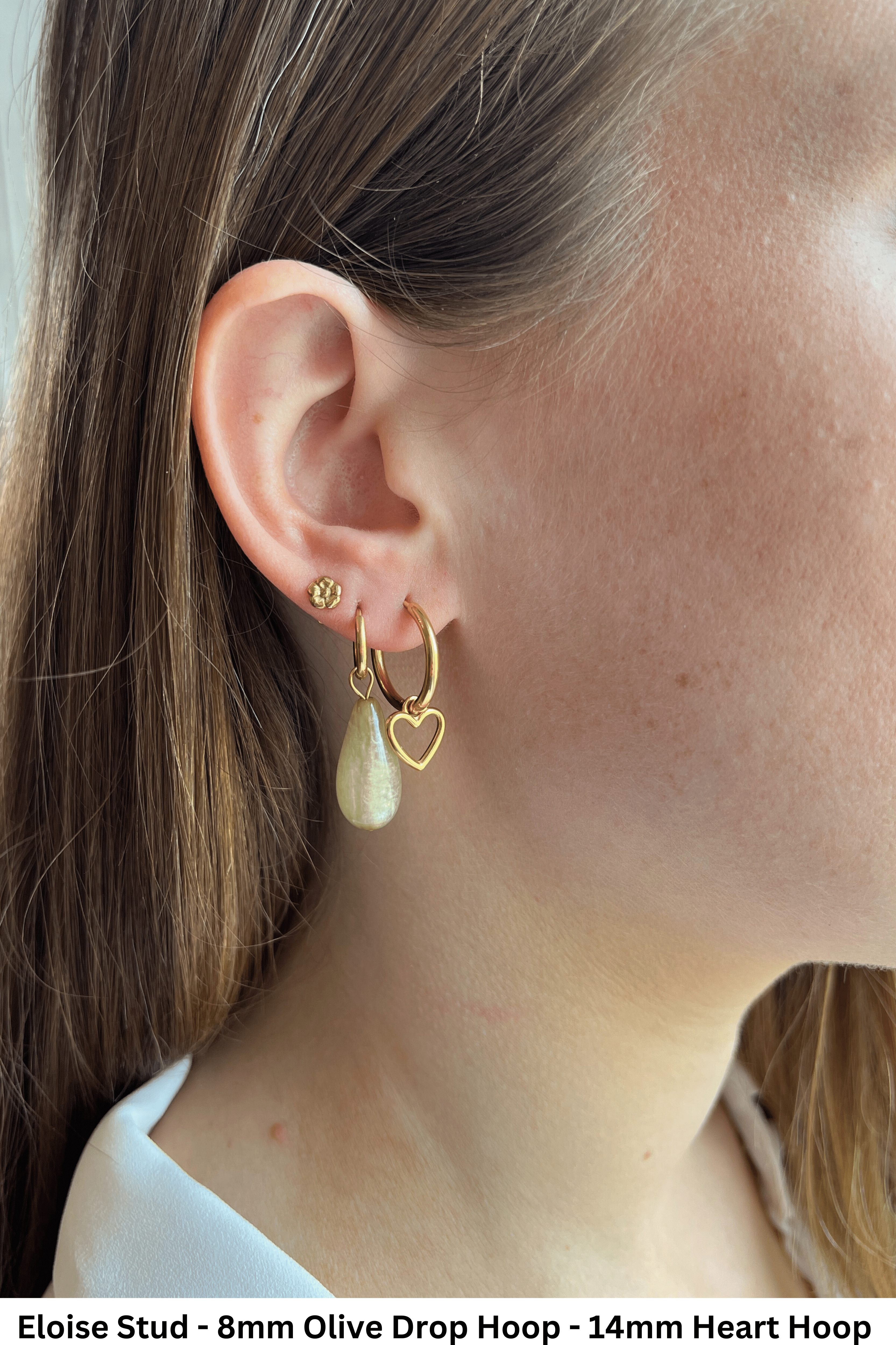 Olive Drop Hoops - caliorjewelry