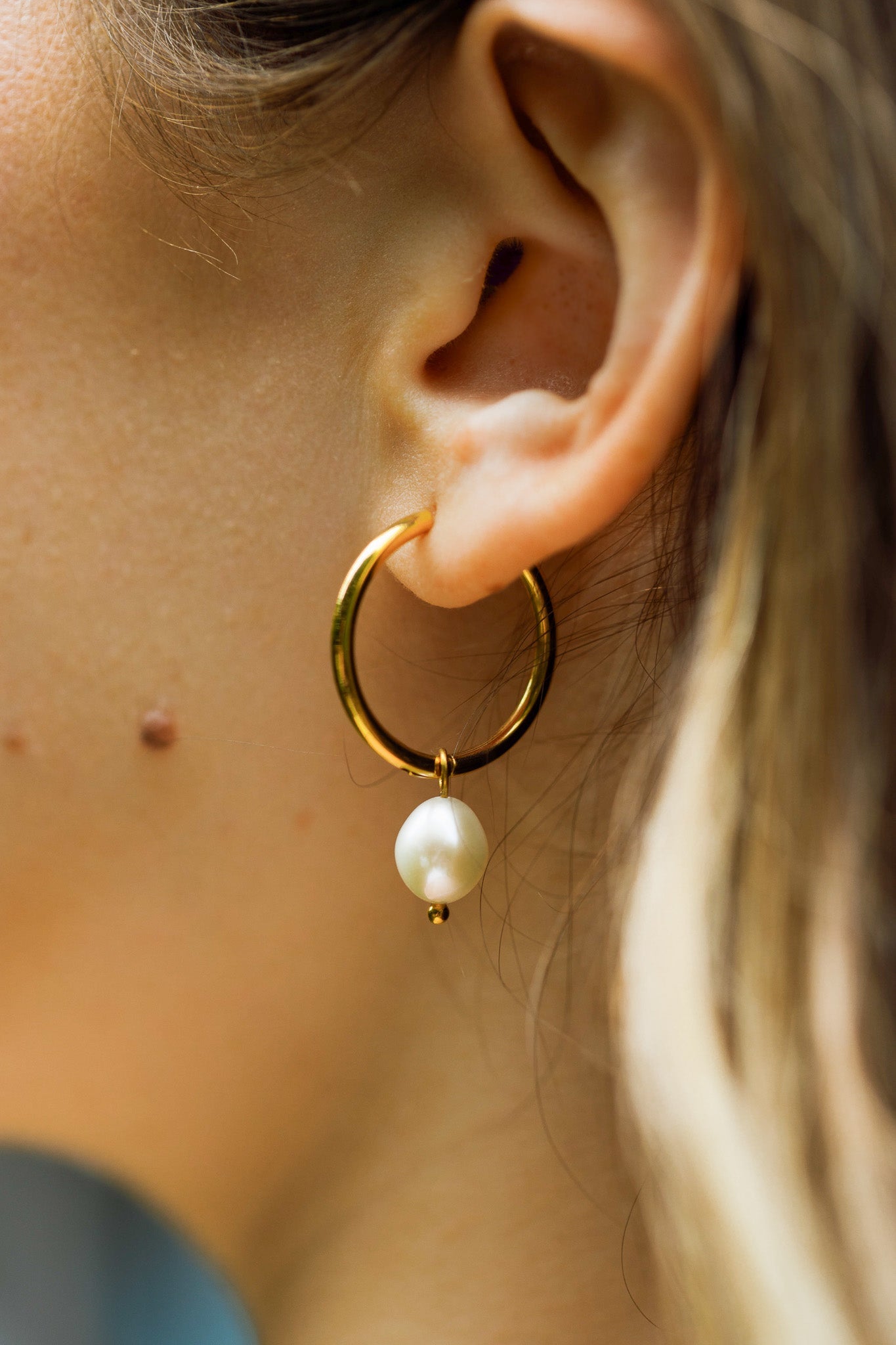 Pearl Hoops - caliorjewelry