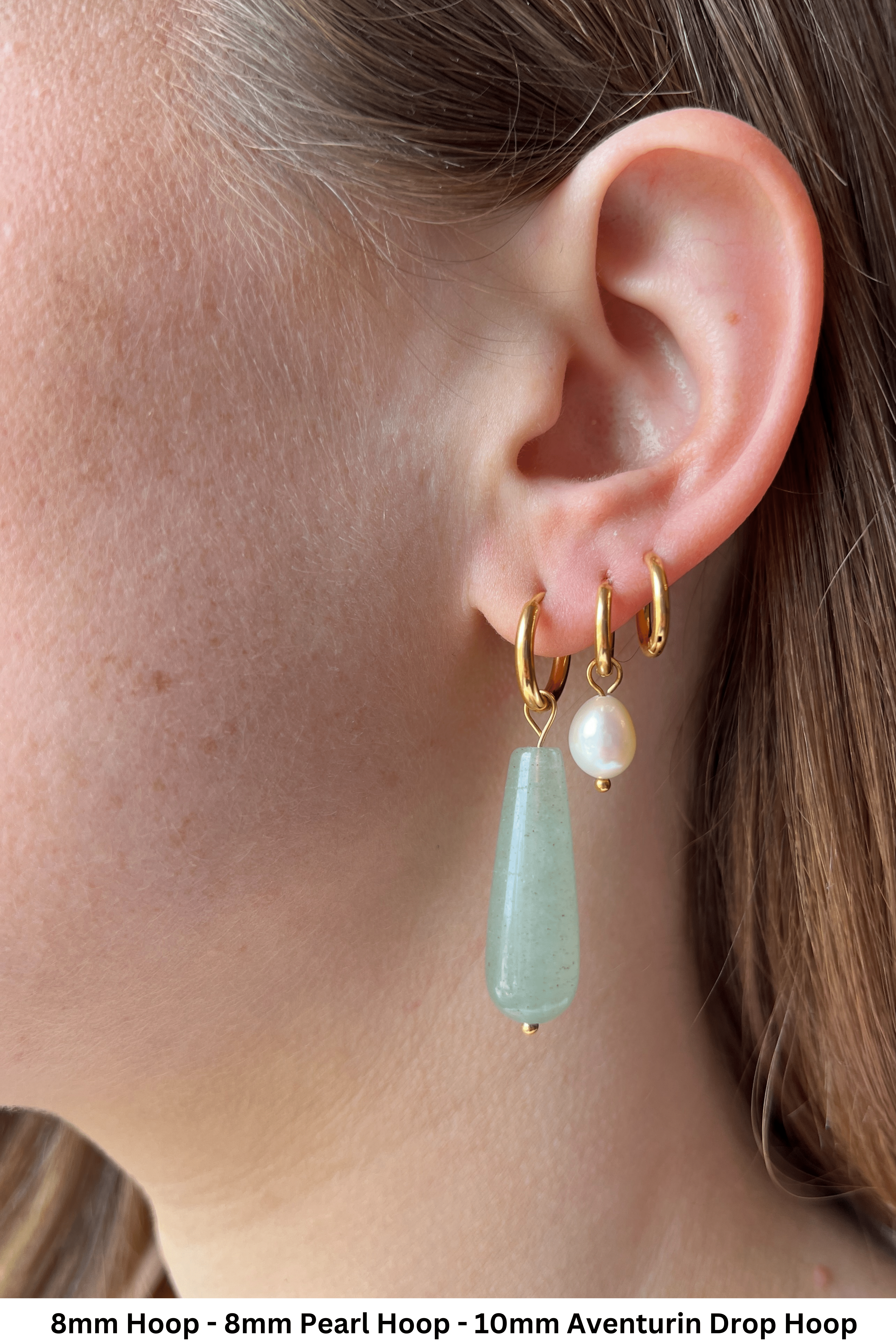 Aventurin Drop Hoops - caliorjewelry