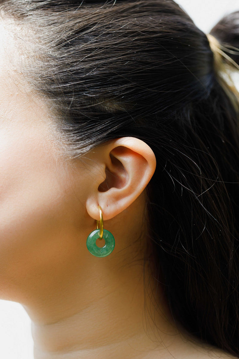 Aventurin Hoops - caliorjewelry